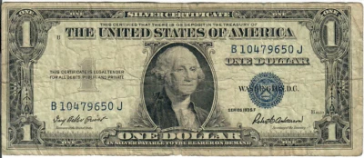 1935F 1$ Silver Certificate - Blue Seal, No Motto - IBP/RBA B10479650J - #13488 - Image 1 of 2