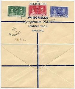 FALKLAND ISLANDS 1937 CONJUNTO DE CORONACIÓN SOBRE WINGFIELDS REGISTRADO - Imagen 1 de 1