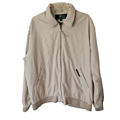 Vintage Lyle & Scott Men's Large Jacket Beige Bomber Plaid Lining Full Zip - Image 1 of 4