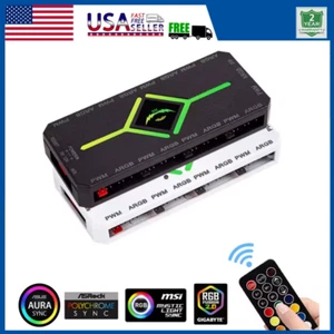 9 RGB / ARGB Fan PWM Strip Controller Hub Splitter with Remote for Computer PC - Picture 1 of 8