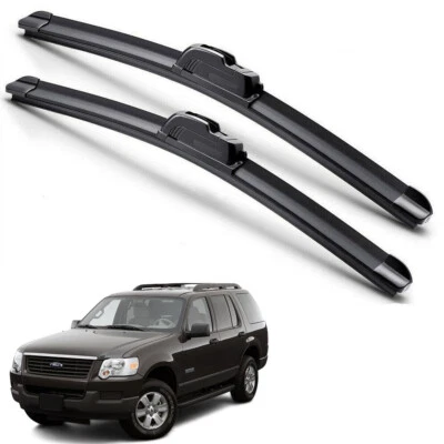 Para 2006-2010 Ford Explorer limpador de para-brisa J-HOOK híbrido silicone - Imagem 1 de 4