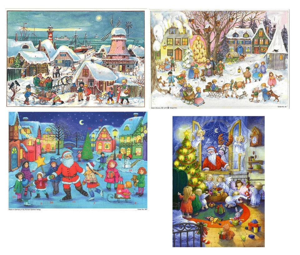 Traditional Classic German A4 Advent calendar - glitter & translucent windows - Image 1 of 1