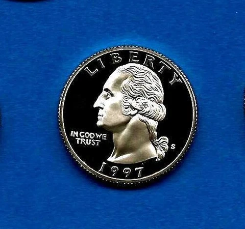 1997 S Gem Proof SIlver Washington Quarter - Deep Cameo-90% Silver Cover