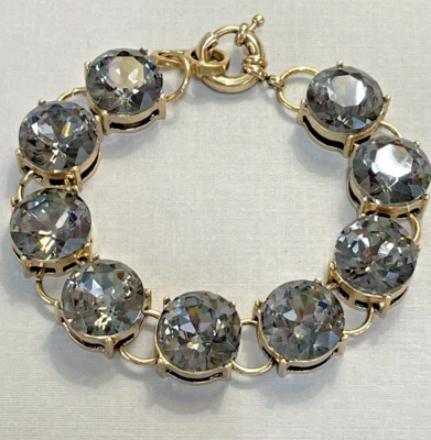 Pulsera Gris Cristal Oro Ajuste 15mm 7.75 Pulgadas Moda Mujer Joyería NUEVO Foto 1 de 4