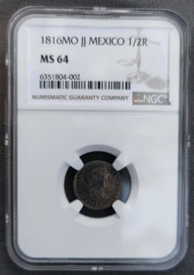 Mexico 1816 Mo JJ  1/2 Real NGC MS64 - Image 1 of 4