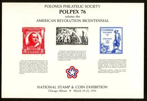 POLPEX 1976 Show Card - American Revolution Bicentennial. Mint. (SC76) Cover