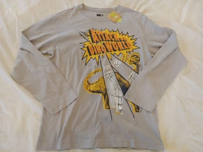 Crazy 8 Boy's Size Large 10-12 Gray Long Sleeve Dino Dinosaur T-Shirt  A13 - Image 1 of 4