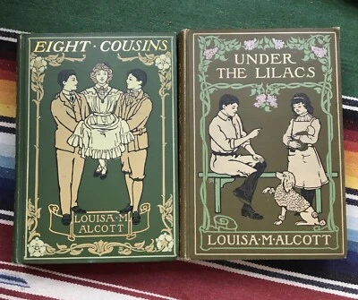 Louisa May Alcott Early Decorative Bindings Under the Lilacs and Eight Cousins Foto 1 de 4