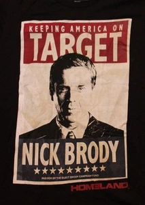 VINTAGE TV SHOWTIME HOMELAND AMERICA ELECT NICK BRODY BLACK T SHIRT TEE SZ S NEW - Picture 1 of 12