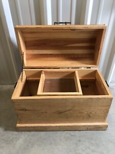 Large Hand Crafted Curved Top Solid Wood Storage Chest Trunk~ 25.5/14.5/18”.