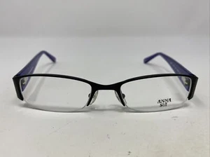 Anna Sui AS155 007 50-18-140 Black/Purple Metal Half Rim Eyeglasses Frame &M38 - Picture 1 of 8