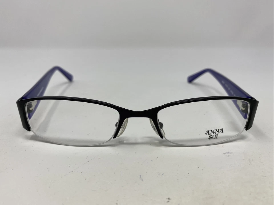 Armação de óculos Anna Sui AS155 007 50-18-140 preto/roxo metal meia aro e M38 - Imagem 1 de 4