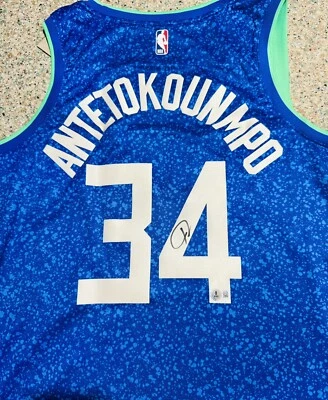 Giannis Antetokounmpo Signed Milwaukee Bucks NIKE 23-24 City Edition Jersey BAS - Image 1 of 4