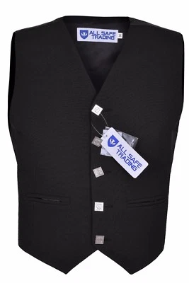 5 BUTTON BLACK WAISTCOAT SCOTTISH VEST ARGYLE KILT/WEDDING. - Photo 1/4