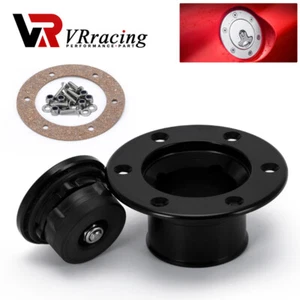 Black Billet Alu Fuel Cell Surge Tank Cap With Flush Mount 6 bolt Open ID 35.5mm - Picture 1 of 17