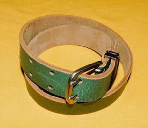 KID'S SUPERBOY LIGHT GREEN LEATHER WITH DOUBLE PRONG BUCKLE BELT SIZE 22/55cm.. - Picture 1 of 6