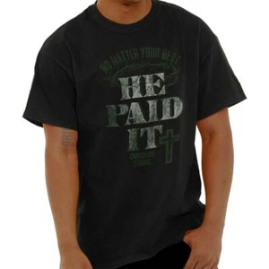 Christian No Matter Your Debt Jesus Paid It Womens or Mens Crewneck T Shirt Tee - Picture 1 of 8
