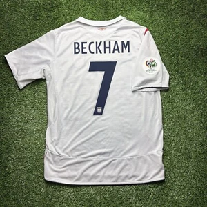 2006 2007 England Beckham White Home Jersey Shirt Kit Large Umbro Fifa World Cup - Picture 1 of 14