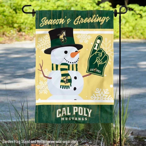 Cal Poly Mustangs Holiday Winter Snow Garden Flag and Yard Banner Cover