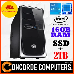 Intel Core i5 Quad Core 16GB RAM SSD + 2TB Desktop PC Work Office Home Computer - Picture 1 of 5
