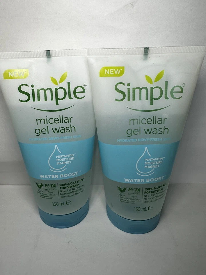 2x Gel Facial Micelar Simple Water Boost Lavagem 5 oz Cada VENDEDOR CONFIÁVEL FRETE GRÁTIS - Imagem 1 de 1