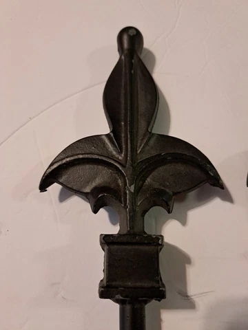 7" Pair Fleur De Lis Cast Iron Finials Drapery Fence Gate Post Curtain Rod Heavy Cover