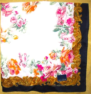 GIORGIO VALENTINO *Blue Rose Scarf Handkerchief 50cm /MINATOF*22 - Picture 1 of 5