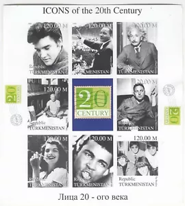 Turkmenistan; Icons Of The 20th c Imperf Sheetlet, MNH. Elvis, MLK, Beatles - Picture 1 of 1