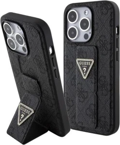 Guess Grip Stand 4G Triangle Strass Case for iPhone 15 Pro 6.1" Black - Picture 1 of 5