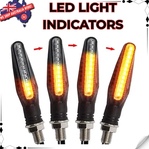 LED Turn Signal Flowing Water Light Motorcycle Indicators Amber Blinker Lamp 4X - Picture 1 of 7
