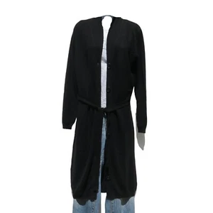 Cashmere Blend | High Quality | Knit | Long | Button | Coat | XS - S | Black - Picture 1 of 5