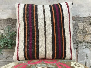 Funda de almohada 16x16, almohada Kilim, almohada decorativa, almohada vintage, almohadas a rayas - Imagen 1 de 12