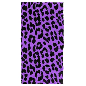 Leopard Print Purple and Black Beach Towel 30"x60" - Picture 1 of 6