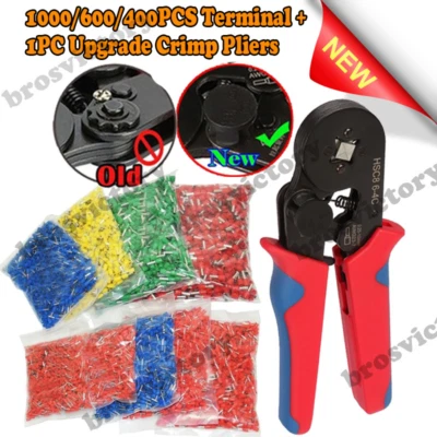 600/400/100PCS Crimp Connector Insulated Cord Pin End Terminal with Crimp Pliers - Image 1 of 4