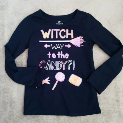 Okie Dokie Girls Halloween Bruja Camino al Caramelo? Camiseta manga larga talla 6 Foto 1 de 3