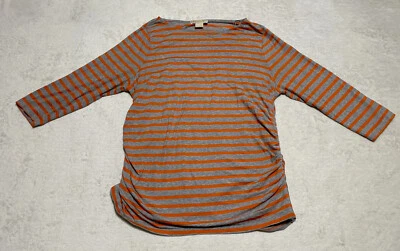 Blusa Michael Kors Top Mujer 2XL Naranja Rayas Manga 3/4 Acanalada Cremallera Lateral Foto 1 de 4