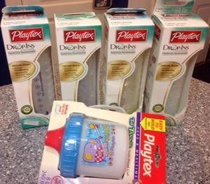 NEW PLAYTEX 4 ORIGINAL NURSERS LINERS NIPPLES BONUS VINTAGE SIPPY CUP FREE SHIP - Picture 1 of 3