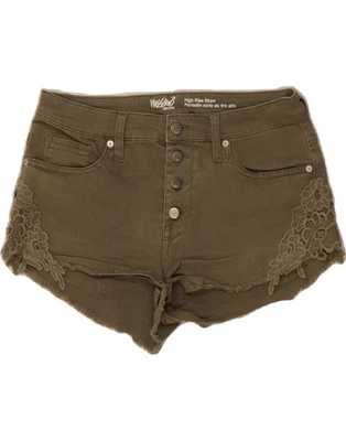 MOSSIMO Womens High Waist Denim Shorts US 10 Large  Khaki Floral Cotton DB07 - Image 1 of 3