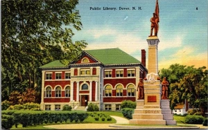 Öffentliche Bibliothek Dover N H Leinen Postkarte - Bild 1 von 4