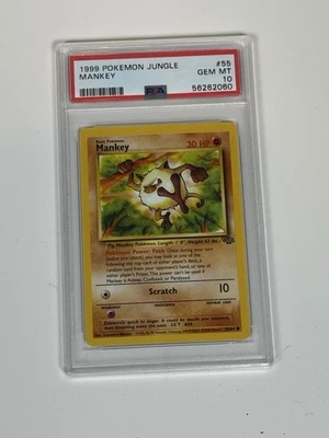 1999 Pokemon Jungle Mankey #55 English Unlimited 55/64 - PSA 10 GEM MINT - Image 1 of 2