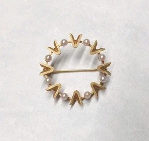 K&L Kordes&Lichtenfels 8k 333 Gold Brosche Perlen Kranz Meisterpunze - Bild 1 von 5