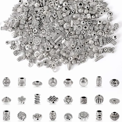 300Pcs Silver Spacer Beads for Jewelry Making Metal Tibetan Antique Beads Bracel - Image 1 of 4