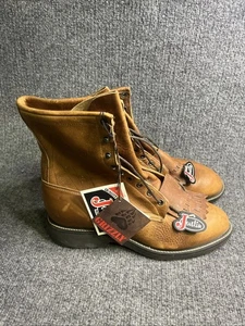 Vintage Justin Grizzly Lace Up Work Boots Western Soft Toe Comb Last 10.5D NWT - Picture 1 of 9