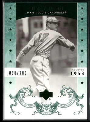 2005 Upper Deck Hall Of Fame DIZZY DEAN /200 Green SP #17 CARDINALS N208 - Image 1 of 3