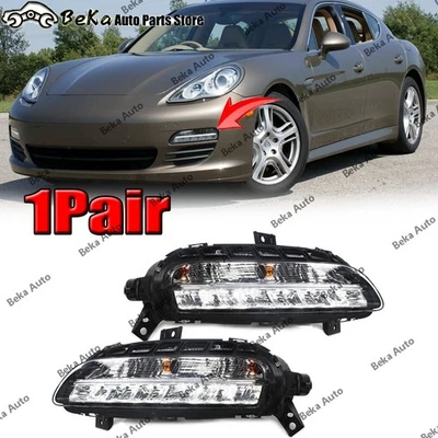 LH&RH Front Fog Lights For Porsche Panamera 2010-2013 LED Daytime Running Lights Foto 1 de 4
