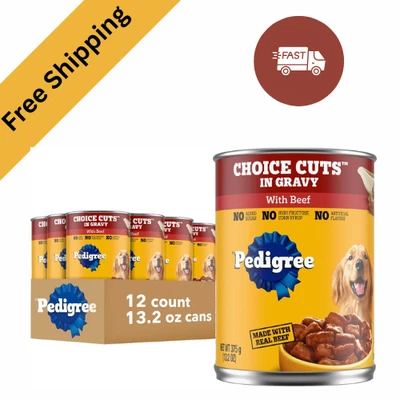 Pedigree Choice Cuts in Gravy Comida húmeda suave para perros adultos con carne de res, 13,2 oz. Latas 1 Foto 1 de 4