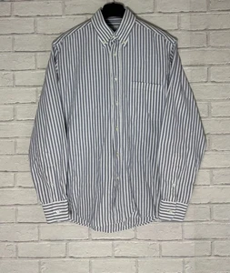 Loro Piana Stripped Shirt Cotton Blue White Long Sleeve Size Large Made In Italy - Picture 1 of 9