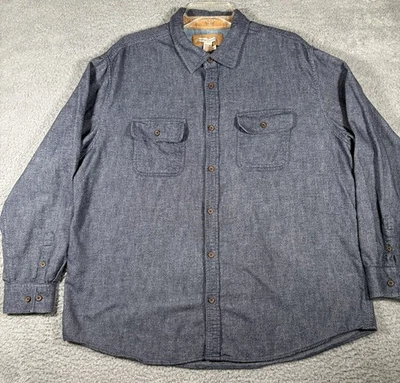 Рубашка углеродная 2 кобальтовая размер XL с длинным рукавом як хлопок фланелевая смесь на пуговицах синяя - Изображение 1 из 4