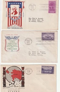 (3) 1930’s US FDC’s TERRITORY OF ALASKA/IOWA WASHINGTON INAUGURATION - Bild 1 von 2