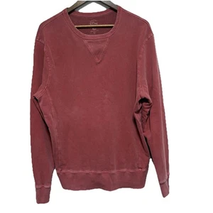 Camisa J Crew Para Hombres L Roja Desteñida Prenda Teñida Manga Larga Crew Algodón Pullover - Imagen 1 de 8